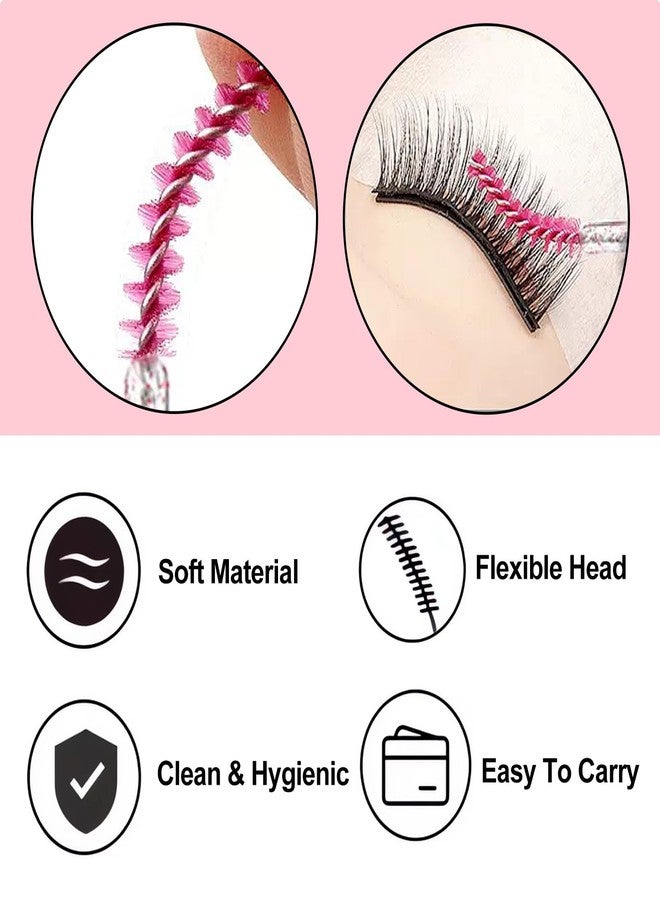Corconess Skinny Mascara Wands 50pcs Mini Eyelash Brushes Disposable Lash Spoolies Micro Spoolies Eyebrow Brush Spoolies For Eyebrows Eyelash Extension Supplies(Pink) - Image 5
