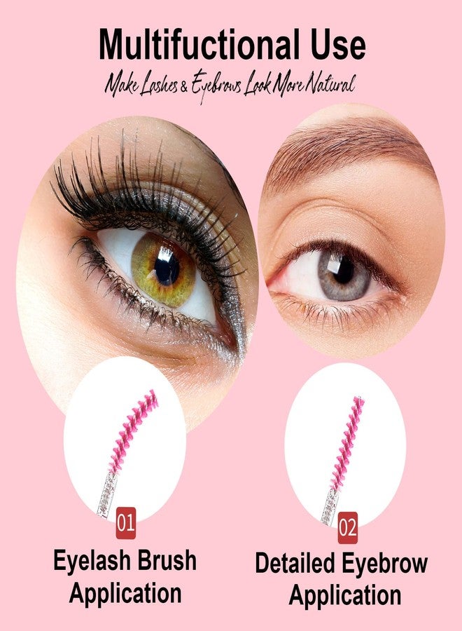 Corconess Skinny Mascara Wands 50pcs Mini Eyelash Brushes Disposable Lash Spoolies Micro Spoolies Eyebrow Brush Spoolies For Eyebrows Eyelash Extension Supplies(Pink) - Image 3