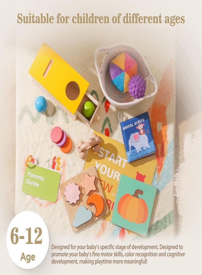 let's make Montessori Toys for Babies 6-12 Months 6 in 1 Learning Educational Toys Set Wooden Toys Play Kit Includes Object Permanence Box, Touch & Match Board, Sensory Ball & Treasure Basket, Soft Baby Book - Image 3
