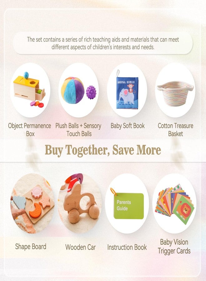 let's make Montessori Toys for Babies 6-12 Months 6 in 1 Learning Educational Toys Set Wooden Toys Play Kit Includes Object Permanence Box, Touch & Match Board, Sensory Ball & Treasure Basket, Soft Baby Book - Image 4