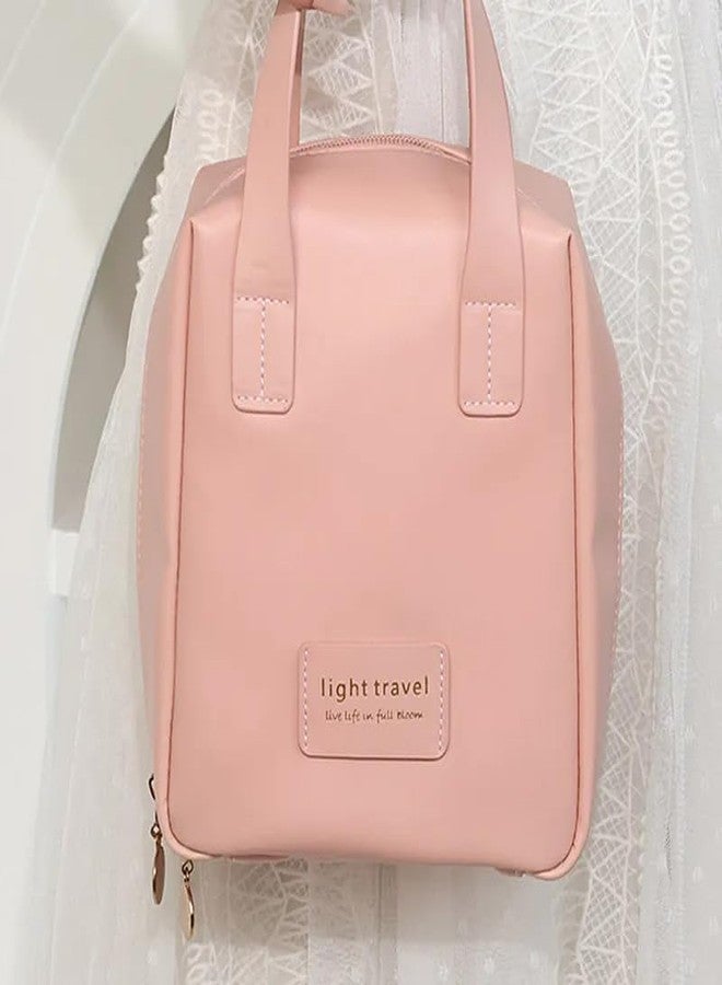 Trendegic Multi Functional Small Portable Handheld Cosmetic Bag for Women with Compartments Travel Makeup Bag Cosmetic Pouch Household Grooming Kit Makeup Wash Bag for Women (Pink) - Image 3