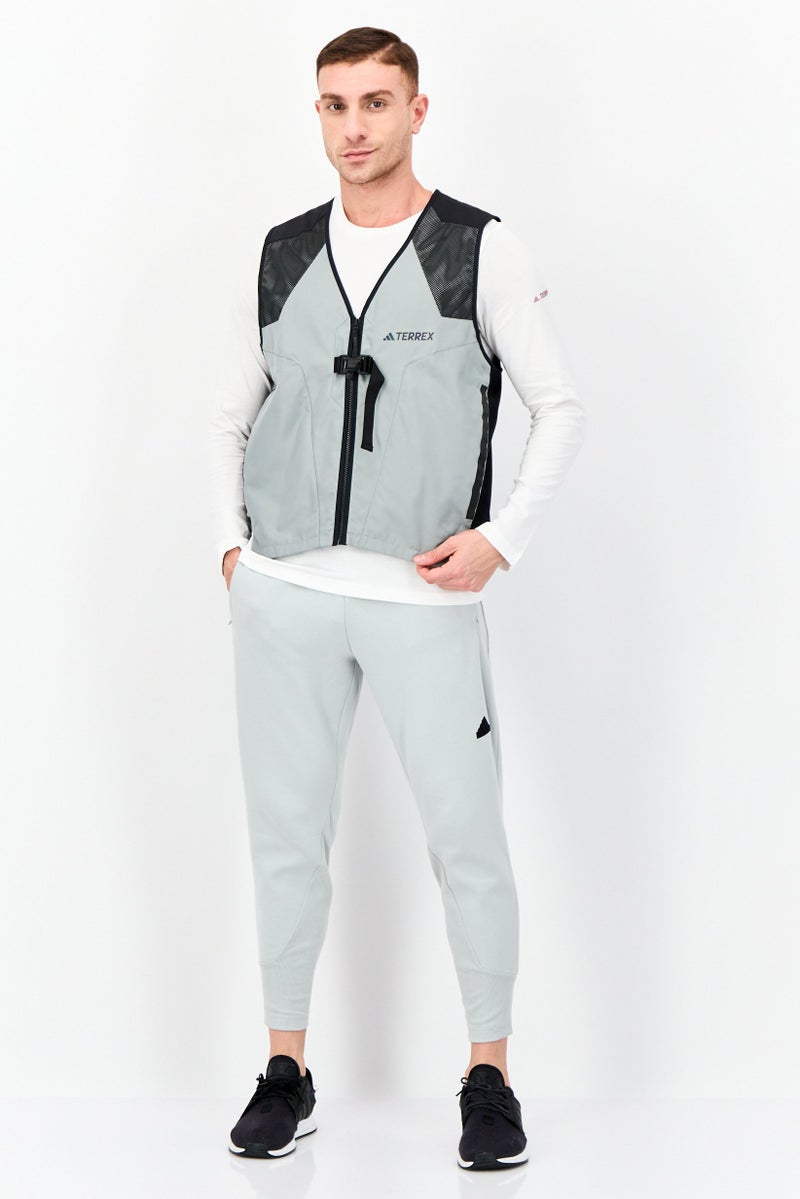 Adidas Men Sportswear Fit Brand Logo Outdoor Vest Jacket, Sage Green - Image 2