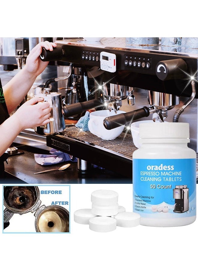 oradess Espresso Machine Cleaning Tablets,lAll-Purpose Espresso Machine And Coffee Maker Cleaning Tablets Also Works For Water Bottle Coffee Cup Stainless Steel Cup Kettle Limescale Removal 50count  - Image 1