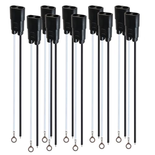 Ledvillage 10 Pcs Ledvillage 2 Prong Female Bullet Plug Wiring Harness Socket Pigtail Harness 7 Length Double Socket 0180 Bullet 2 Prong Socket Double Female Plug - Image 1