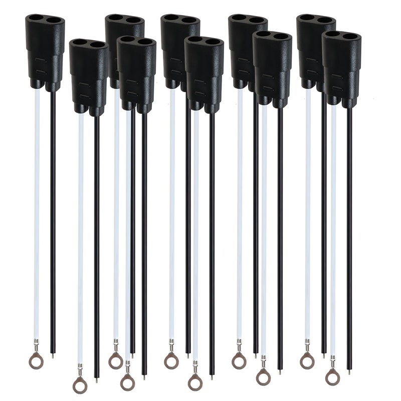 Ledvillage 10 Pcs Ledvillage 2 Prong Female Bullet Plug Wiring Harness Socket Pigtail Harness 7 Length Double Socket 0180 Bullet 2 Prong Socket Double Female Plug - Image 3