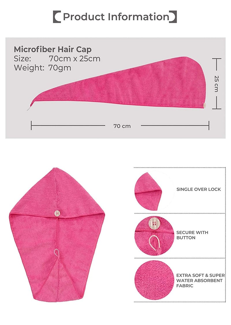 SOFTSPUN Microfiber Hair Cap 70X25 cm  Pink  1 Pcs  340 GSM Super Absorbent Quick Dry Hair Turban for Drying All Kinds of Hair  Straight or Curly Short or Long Thin or Thick Hair - Image 4
