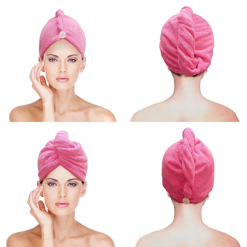 SOFTSPUN Microfiber Hair Cap 70X25 cm  Pink  1 Pcs  340 GSM Super Absorbent Quick Dry Hair Turban for Drying All Kinds of Hair  Straight or Curly Short or Long Thin or Thick Hair - Image 1