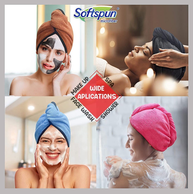 SOFTSPUN Microfiber Hair Cap 70X25 cm  Pink  1 Pcs  340 GSM Super Absorbent Quick Dry Hair Turban for Drying All Kinds of Hair  Straight or Curly Short or Long Thin or Thick Hair - Image 5