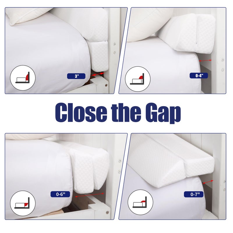 HOMBYS Wedge Pillow Headboard for Bed Gap,Foldable Bed Wedge Gap Filler King Size,Matterss Gap Filler,Multi Functional Bed Crack Pillow, Fill The Gap (0-7") Between Your Headboard and Mattress,White - Image 3