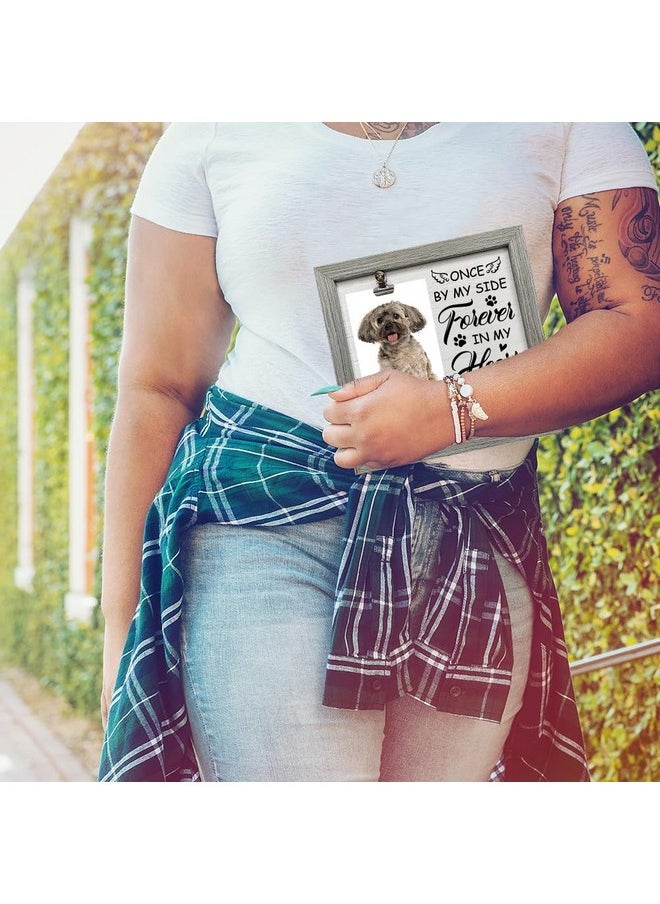 FINGERINSPIRE FINGERINSPIRE Pet Memorial Picture Frame 9x9 inch Once By My Side Forever in My Heart Pet Picture Frames with Photo Clip & Collar Holder Wood Pet Memorial Gifts Frame for Dogs Cat Pets that Passed  - Image 5