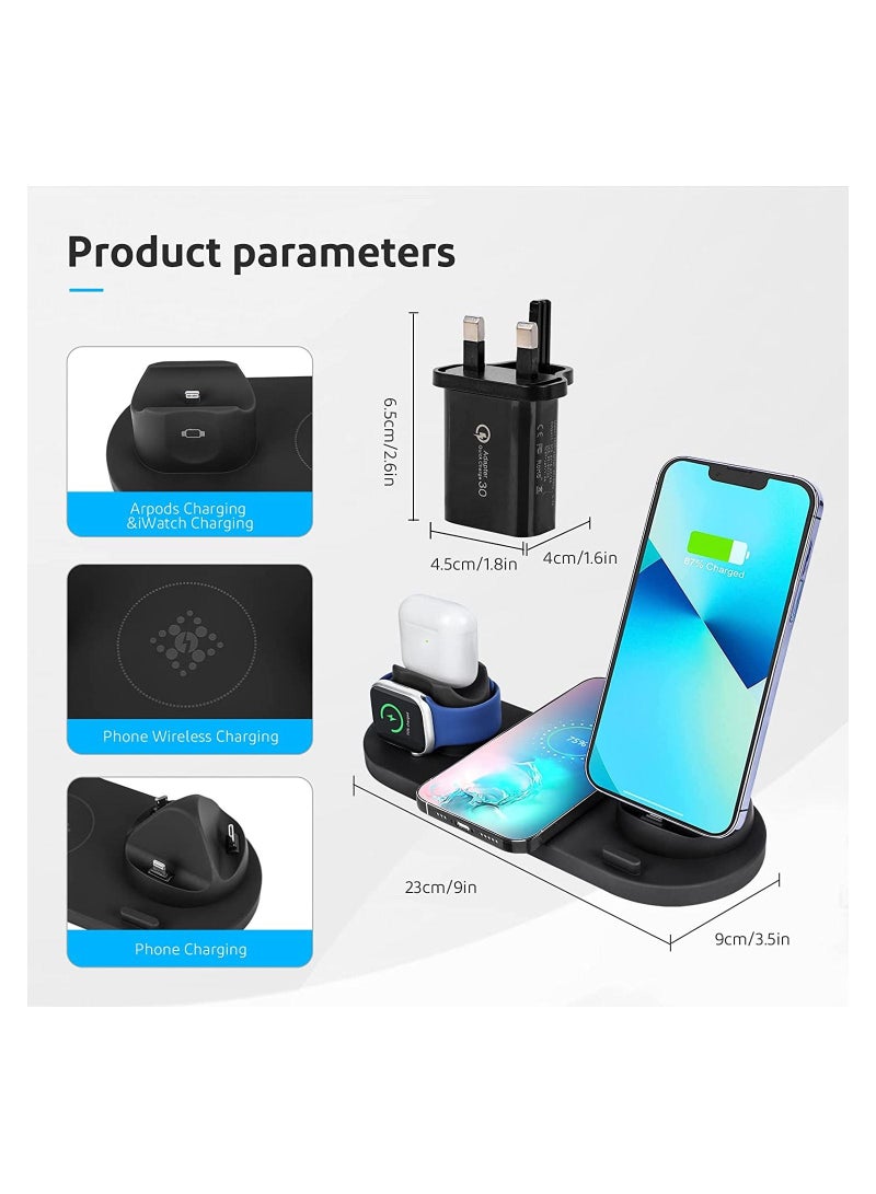 6 in 1 Multi-Function Wireless Charger Stand，Fast Wireless Charging Station For Mobile Phone、Watch  - Image 2