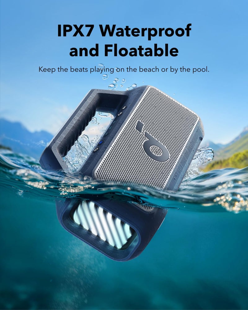 soundcore Boom 2 By Anker, Outdoor Speaker, 80W, Subwoofer, BassUp 2.0, 24H Playtime, IPX7 Waterproof, Floatable, RGB Lights, USB-C, Custom EQ, Bluetooth 5.3, Portable for Camping, Beach, and Backyard - Image 5