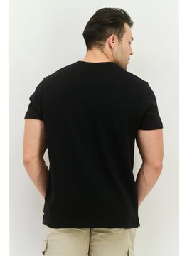 French Connection Men Crew Neck Short Sleeves Textured T-Shirt, Black  - Image 3