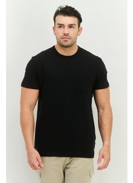 French Connection Men Crew Neck Short Sleeves Textured T-Shirt, Black  - Image 1