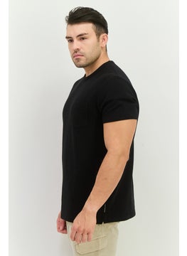 French Connection Men Crew Neck Short Sleeves Textured T-Shirt, Black  - Image 2