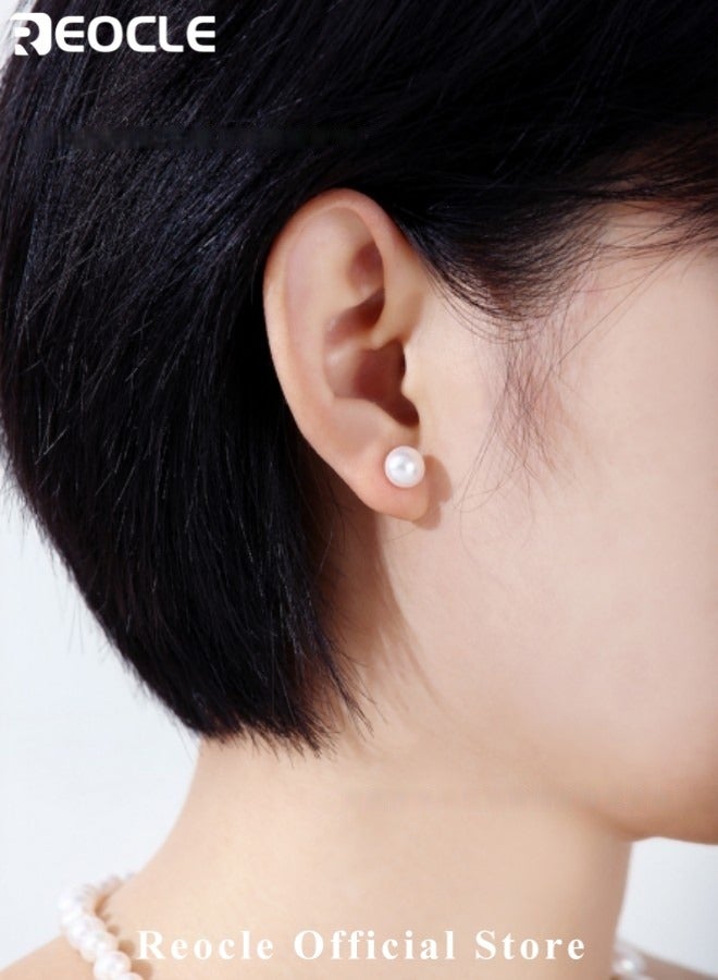 ريوكل طقم قلادات لؤلؤ نسائية طقم قلادات لؤلؤ نسائي 1 قطعة قلادات وسوار 1 قطعة وزوج أقراط لؤلؤ عقيق طقم مجوهرات عروس مجوهرات أنيقة هدايا للأم والزوجة والصديقة - Image 5