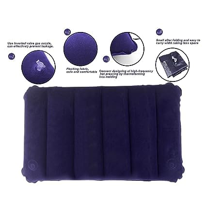 MSS Store Squared Travel Flocked Fabric Air Pillow Compact Comfortable and Ergonomic Inflatable Used for Neck Lumbar Support Camping and Hiking Blue Color 4 Piece MSS T A P 4  - Image 4