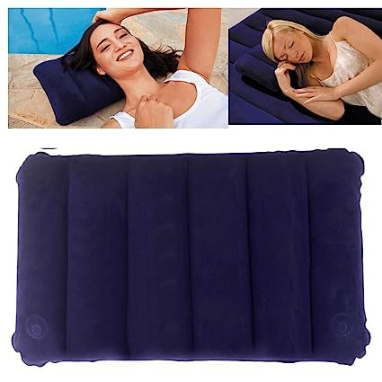 MSS Store Squared Travel Flocked Fabric Air Pillow Compact Comfortable and Ergonomic Inflatable Used for Neck Lumbar Support Camping and Hiking Blue Color 4 Piece MSS T A P 4  - Image 5