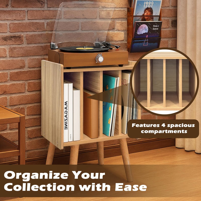 montex Record Player Stand, Vinyl Record Storage Table with 4 Cabinet, Mid Century Modern Turntable Stand, Organizer Vinyl Table for Bedroom Living Room, Oak - Image 5