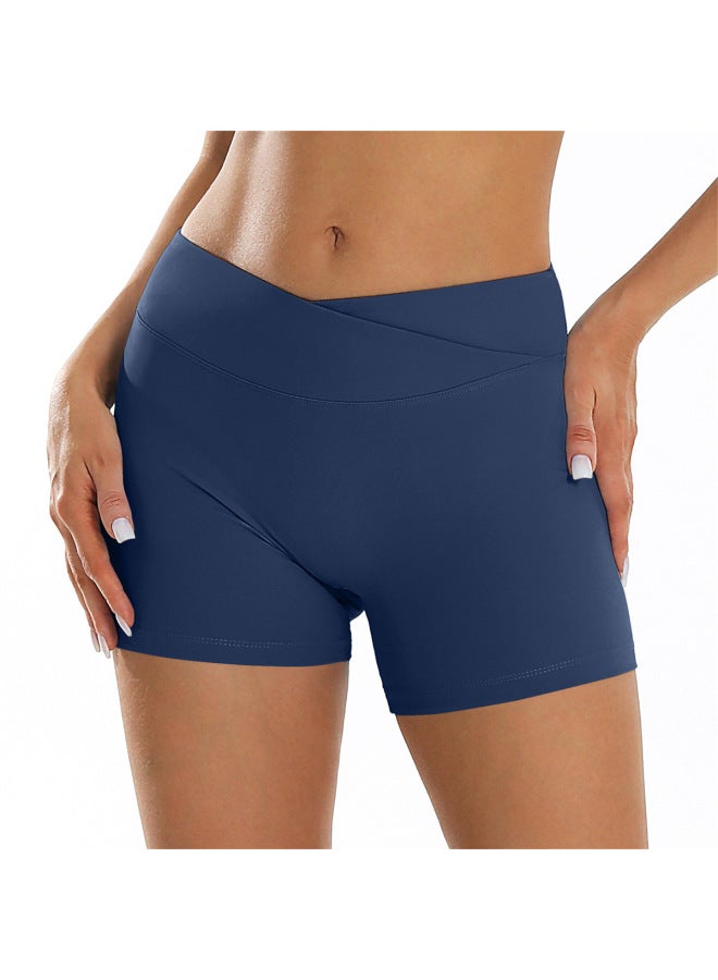 Nude Tight-fitting Lifting Yoga Shorts For Outer Wear Running Sports Shorts Cross High-waist Fitness Shorts For Women Dk8001