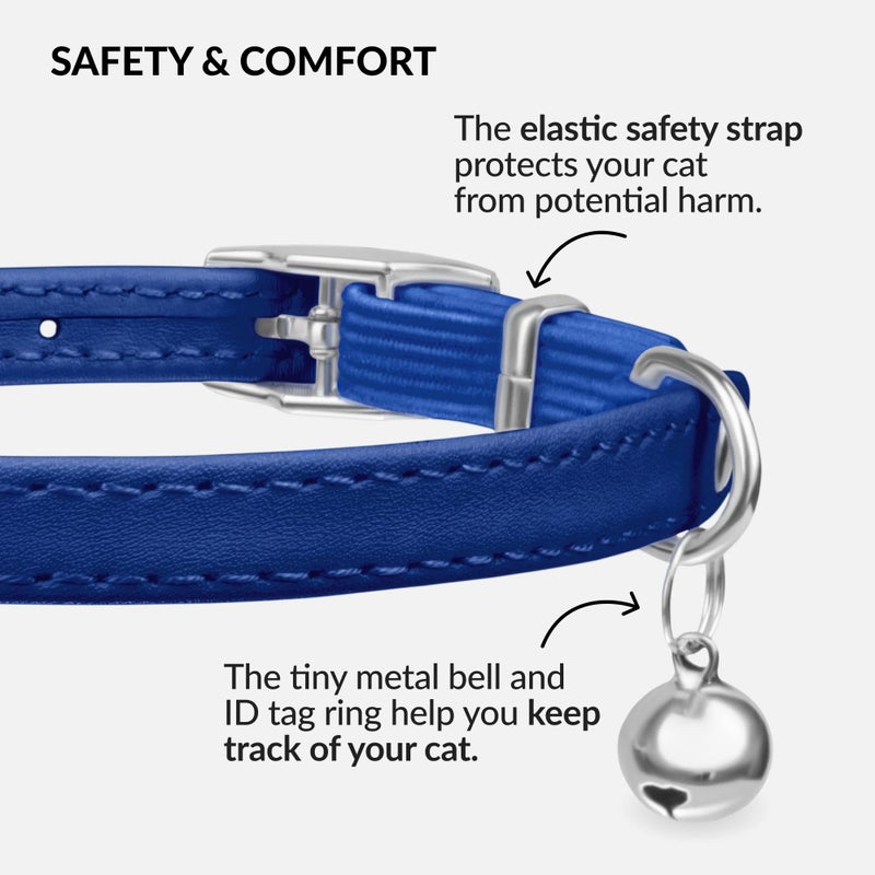 CollarDirect Leather Cat Collar with Removable Bell â€“ Safety Elastic Strap (Breakaway Alternative) â€“ Kitten Collar for Small & Big Boy & Girl Cats - Image 3
