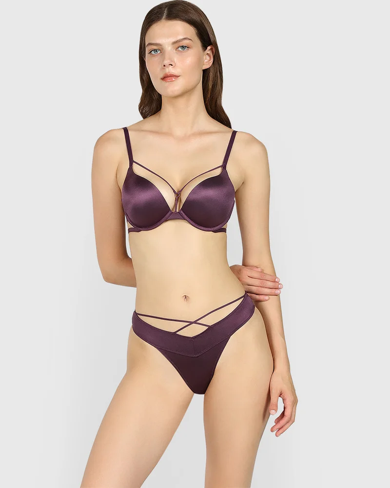 Isla & Evie Isla & Evie BLACK SATIN THONG