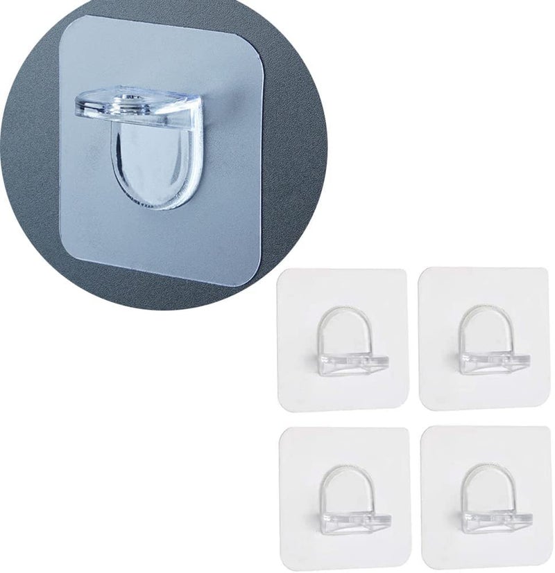 Foscadit PunchFree Layered Partition Bracket Plate Holder Strong Partition Holders Pin Self Adhesive Support Peg Clip for Closet Brackets Cupboard Layer Pack of 4 - Image 1