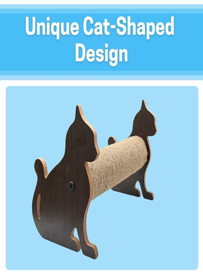 Furrlovers Cat Shaped Scratching Post with Natural Rope, Wooden Base Design, Wall-Mounted Horizontal and Vertical Options (15x9.5 inch) (Furr-Cat-Shaped_ Scratcher) - Image 4