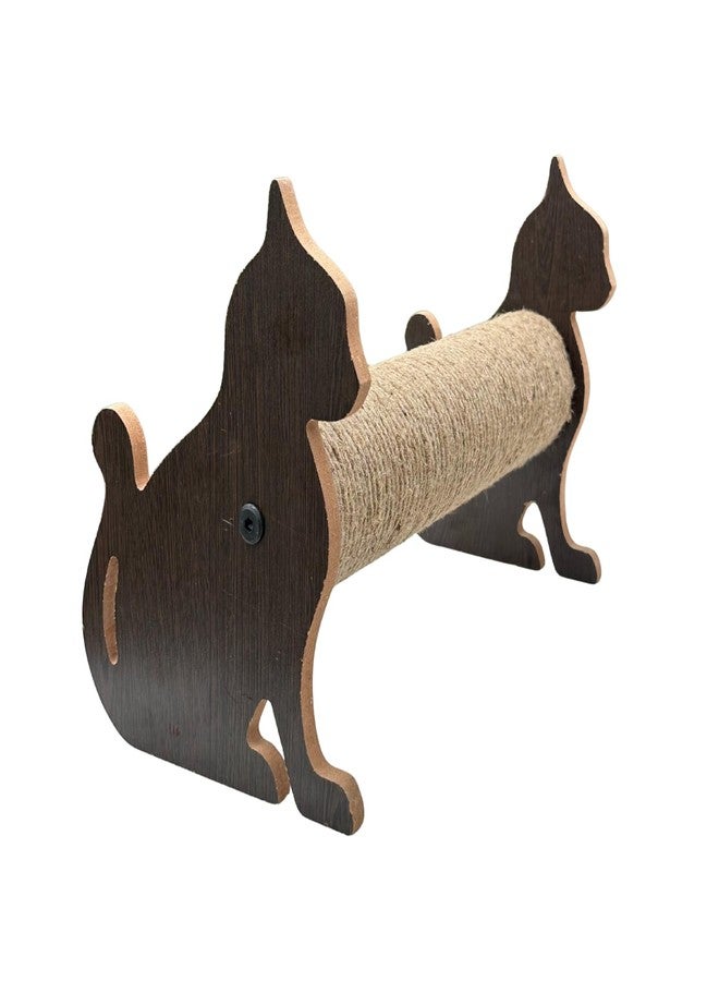 Furrlovers Cat Shaped Scratching Post with Natural Rope, Wooden Base Design, Wall-Mounted Horizontal and Vertical Options (15x9.5 inch) (Furr-Cat-Shaped_ Scratcher) - Image 1