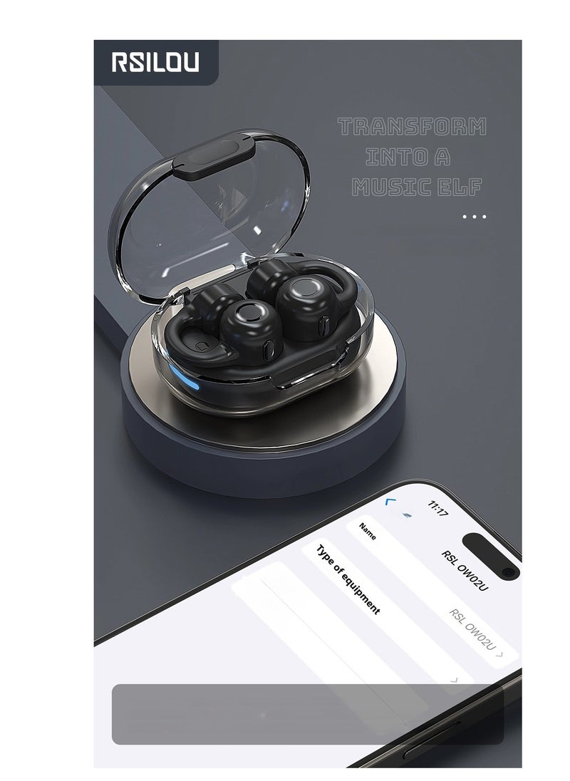 OW02U OWS wireless Bluetooth Earbuds, fast charging, comfortable for extended wear, with dual modes for seamless switching, physical button controls for activating voice assist, answering calls, managing music , preventing accidental operations