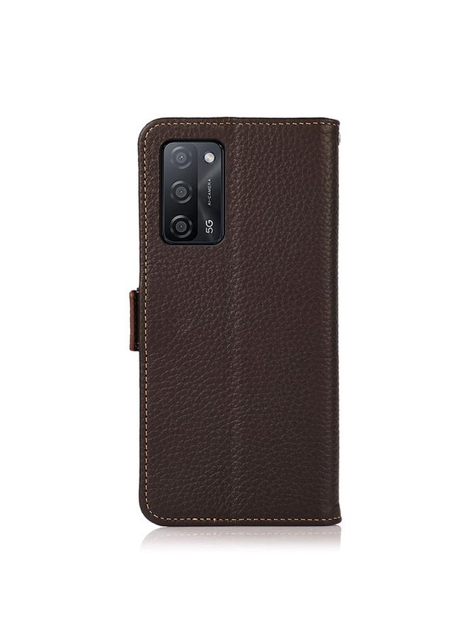 S-TOP Case For OPPO A55 5G KHAZNEH Side-Magnetic Litchi Genuine Leather RFID Case - Image 3