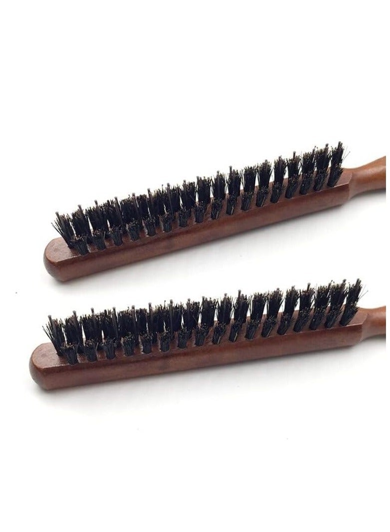 Barber Wood Handle Hair Brush Anti Loss Wooden Barber Hair Comb, Hair Round Roller Wood Hair Brush, Bristle Nylon Hair Comb. - Image 2