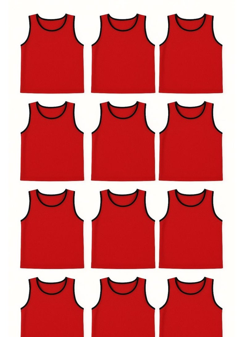 H PRO HM SPORTS Football Pinnies | Training Jackets | Set of 12 | Red - Image 1