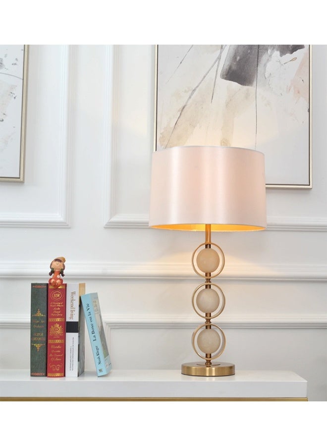 Modern Gold Table Lamp with Fabric Shade – Decorative Ring Base Bedside Lamp for Living Room & Bedroom - Image 3
