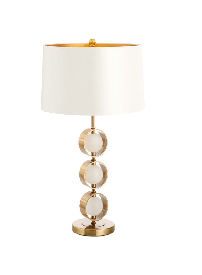 Modern Gold Table Lamp with Fabric Shade – Decorative Ring Base Bedside Lamp for Living Room & Bedroom - Image 1