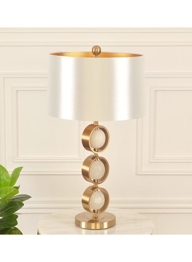 Modern Gold Table Lamp with Fabric Shade – Decorative Ring Base Bedside Lamp for Living Room & Bedroom - Image 2