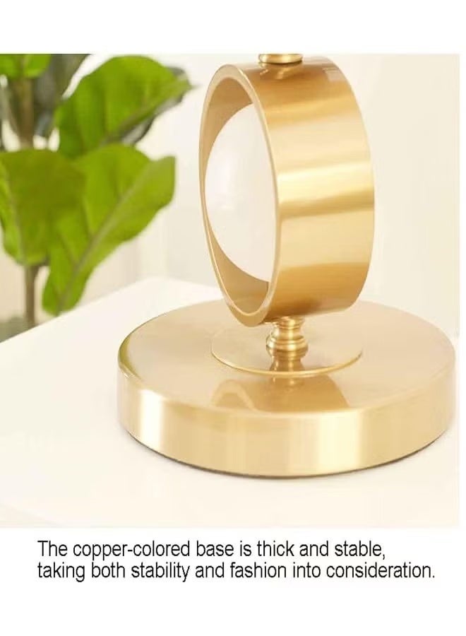 Modern Gold Table Lamp with Fabric Shade – Decorative Ring Base Bedside Lamp for Living Room & Bedroom - Image 4