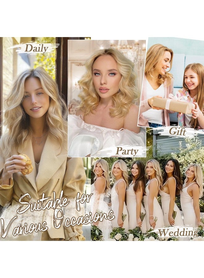BARSDAR Blonde Clip In Hair Extensions - 12 Inch Short Wavy Clip In Hair Extensions For Women - 6Pcs Thick Soft Synthetic Clip In Hairpieces Daily Party Halloween - Light Ash Blonde Mix - Image 4