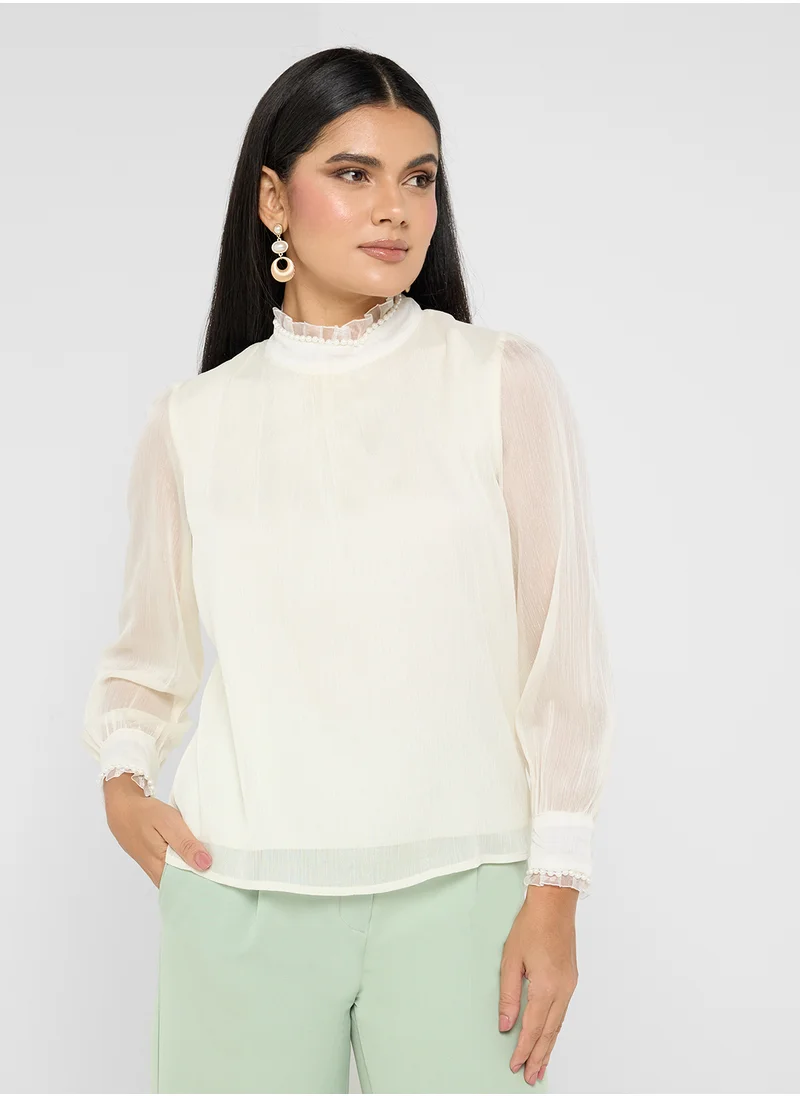 ELLA High Neck Top With Baby Ruffle