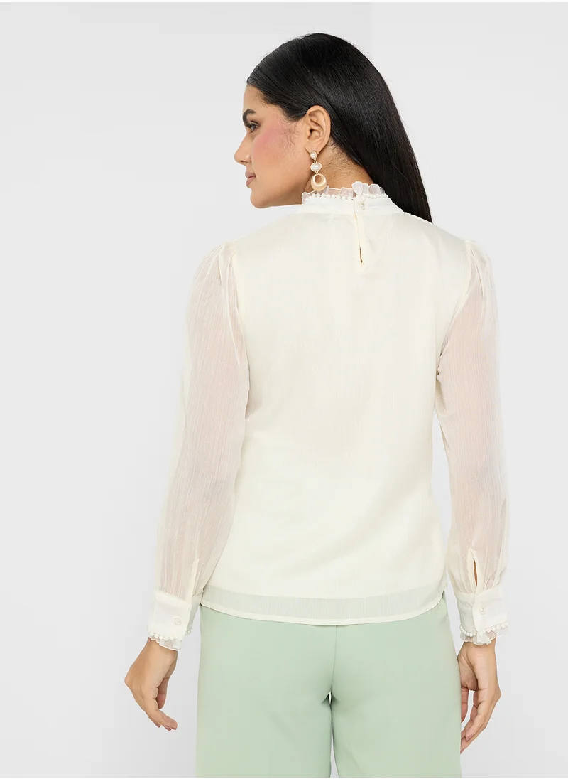 ELLA High Neck Top With Baby Ruffle