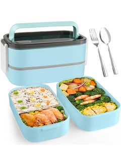 SUCITY Box Lunch Box Large Food Picks For Bento Box Containers Stackable Bento Box For Adults Microwave Food Safe Bento Boxes (Blue)  - Image 1