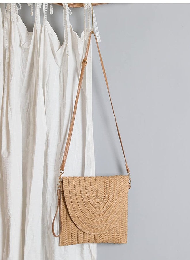 Plzoslly Women's Straw Clutch Shoulder Bag, Beach Handmade Straw Crossbody Bag Summer Purses with PomPom for Women - Image 2