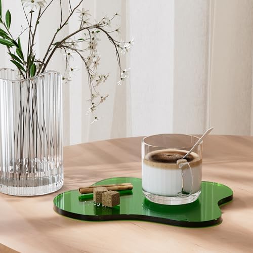 Leadiy Acrylic Coaster Decorative Plates, Dark Green Bar Drink Coaster, Clear Cloud Shape Coffee Cup Coaster, Perfect for Tabletop Protection and Accessories Display.(Dark Green - Image 4