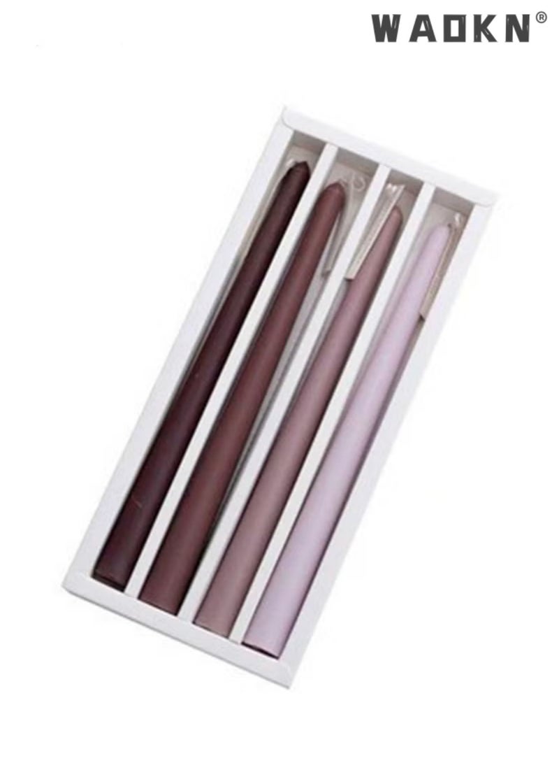 دبليو أيه أو كي أن 4 أجهزة كمبيوتر الشموع المخروطة الرومانسية رائحة الورد عطرة بنية تدرج لون عطرة شمعة خالية من الدخان شموع طويلة ملونة شموع مخروطة للديكور عشاء مهرجان الزفاف ، عيد الحب والمناسبات الخاصة 10 بوصة - Image 1