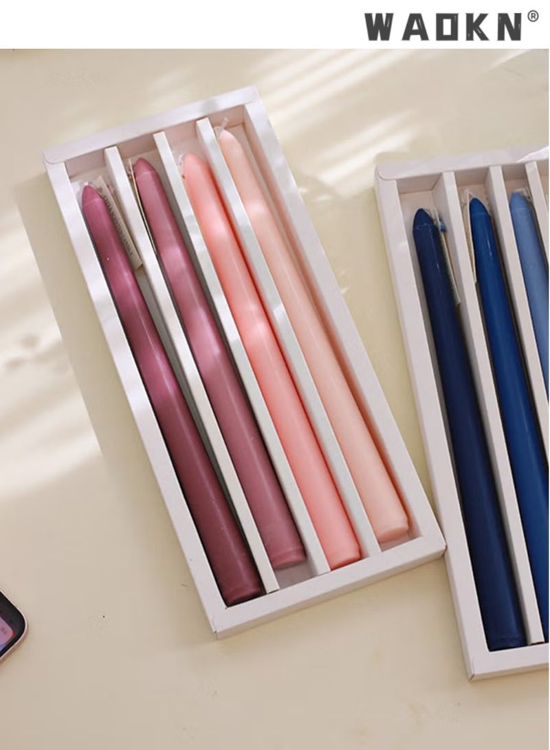 دبليو أيه أو كي أن 4 أجهزة كمبيوتر الشموع المخروطة الرومانسية رائحة الورد عطرة بنية تدرج لون عطرة شمعة خالية من الدخان شموع طويلة ملونة شموع مخروطة للديكور عشاء مهرجان الزفاف ، عيد الحب والمناسبات الخاصة 10 بوصة - Image 3