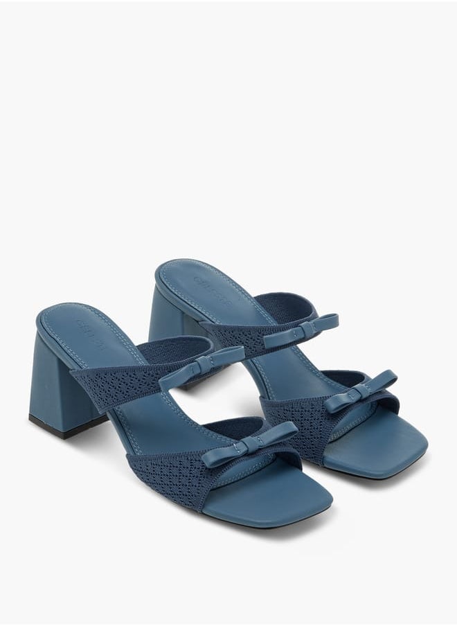 Celeste - Women's Bow Accent Slip-On Sandals with Block Heels - Image 1