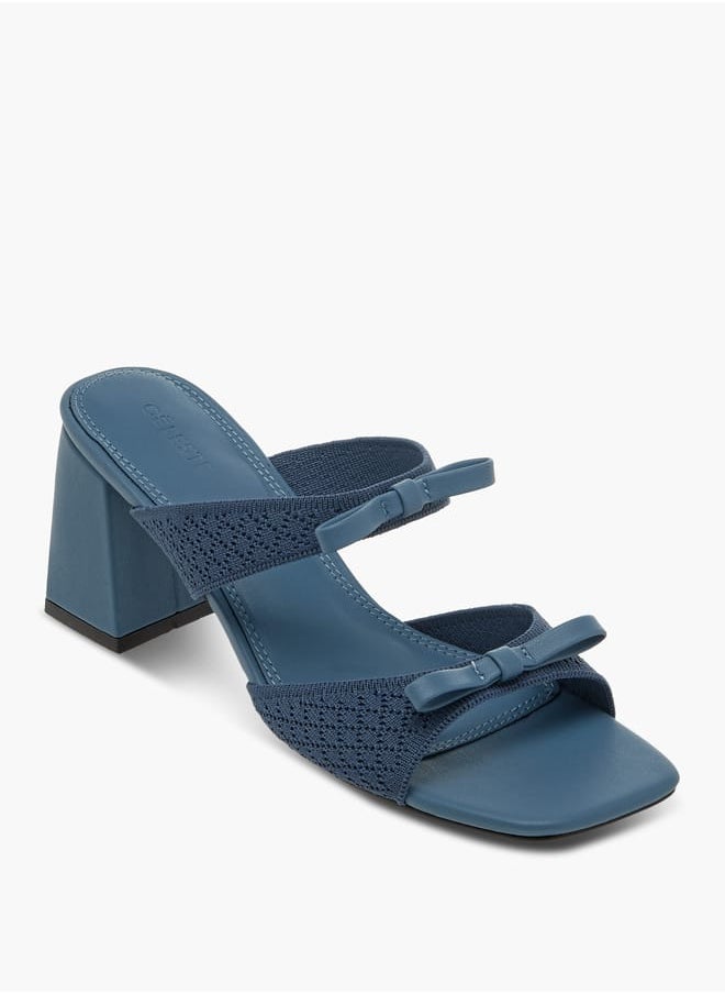 Celeste - Women's Bow Accent Slip-On Sandals with Block Heels - Image 1