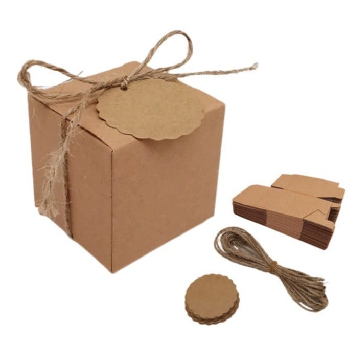 Luxury rustic cardboard gift boxes with rope - 50 pieces - perfect for gift wrapping and events - Image 1