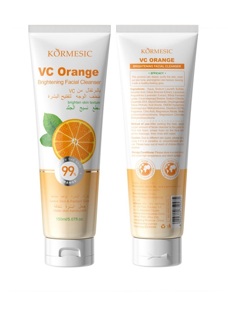 Kormesic Orange Facial Cleanser - Brightening & Hydrating 150ml  - Image 3