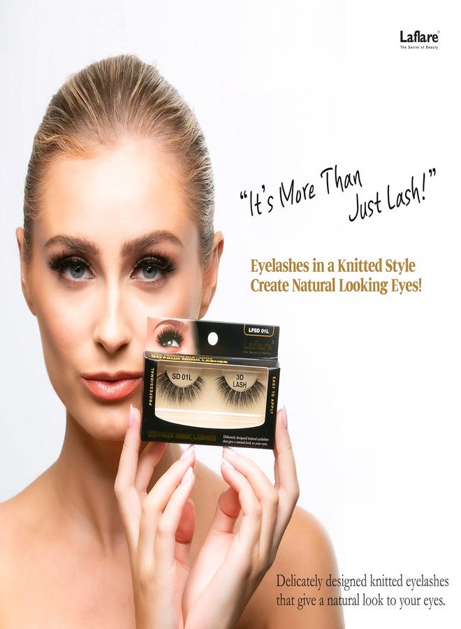Laflare Silk Lashes 3D FAUX MINK Eyelashes, Light, Reusable, Handmade, Natural Looking, Professional Easy to Apply Eyelashes in a Knitted Style3-3 PACKS BUNDLE SPECIAL (3, SD26) - Image 3